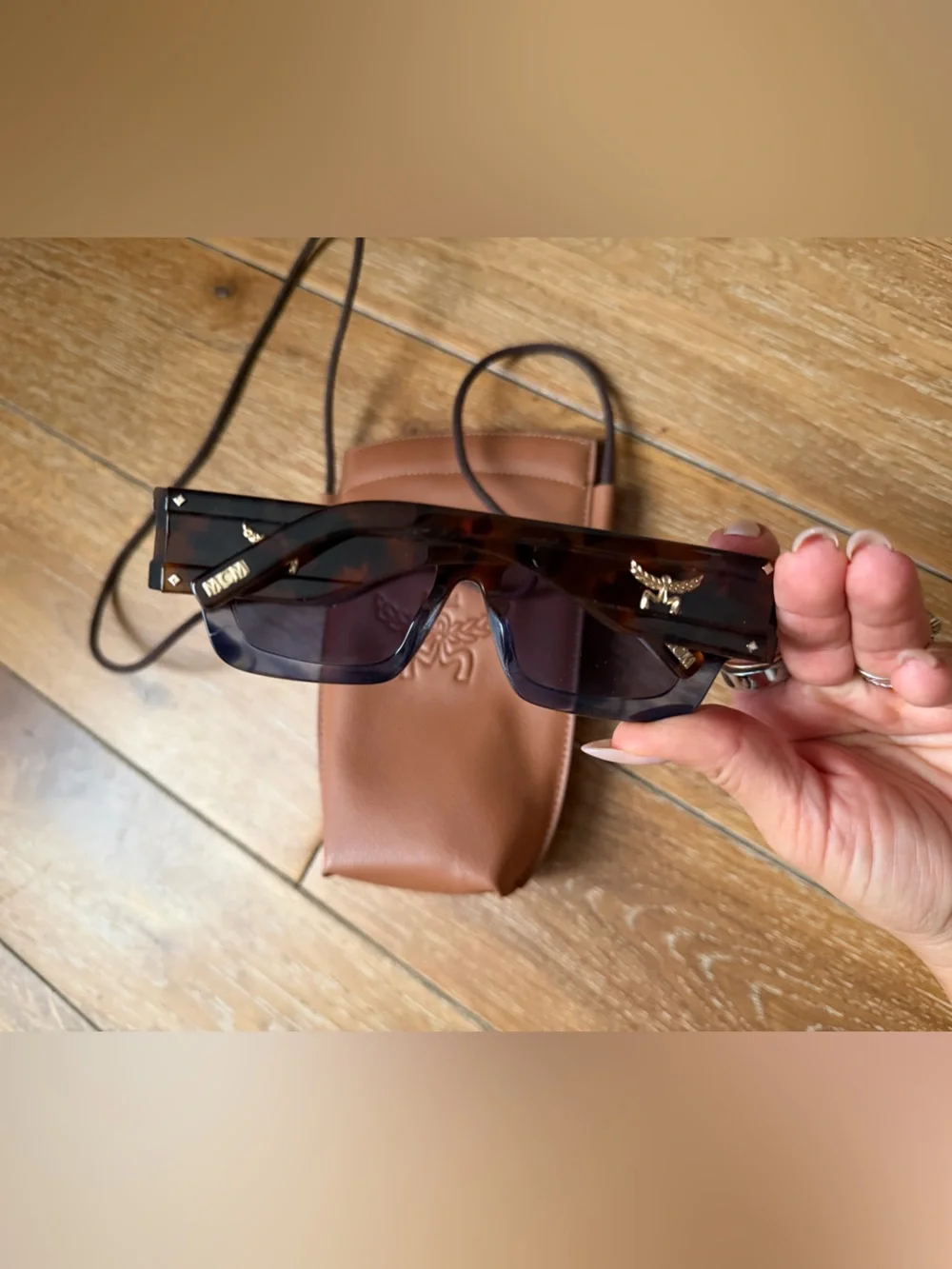 MCM Rectangular Sunglasses – Blue Havana